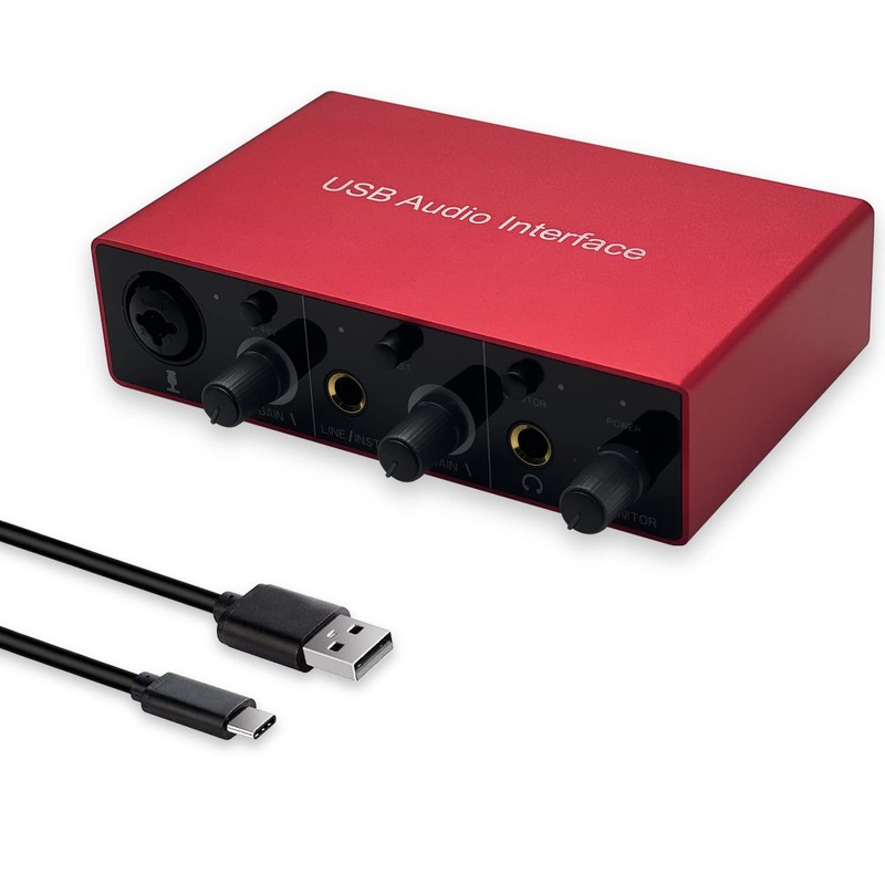 Interfaz de audio USB con preamplificador de micrófono, grabadora mezcladora