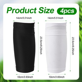 NQEUEPN 2 Pairs Soccer Shin Guard Covers, Shin Pads Socks Soft Breathable Soccer Sock Sleeves Shin Pads Holders Soccer Shin Guard Sleeves for Kids Teenagers Adults Beginners Youth (Black & White)