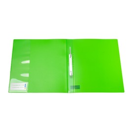 HERMA 19639 File Folder A4 Translucent Neon Green, Set of 3, Sturdy Plastic, Transparent Plastic Folder with Name Tag and Slip Pocket, Stapler for Children, Boys, Girls