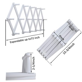 WEBI Accordion Wall Hanger,Expandable Wooden Coat Rack Wall Mounted,Accordion Hat Rack for Wall Rack for Hats,Caps,16 Peg Hooks,White