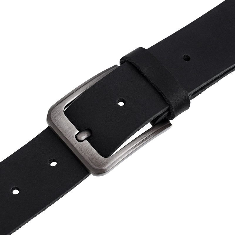 John Moses - Mens Leather Belt with Scratch Resistant Buckle
