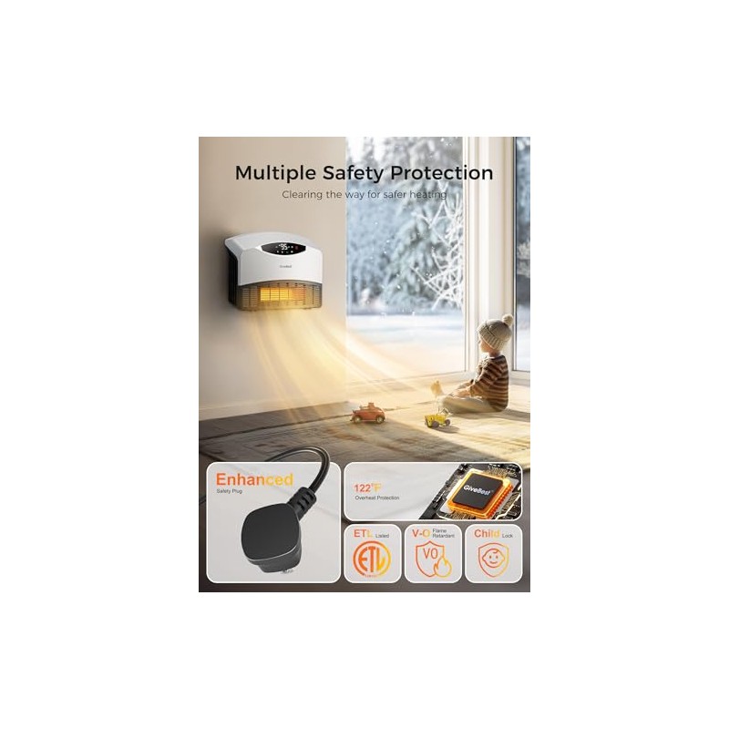 GiveBest Smart Wall Heater, 1500W Electric PTC Space Heaters for