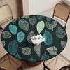 Yeylyn Modern Leaf Round Fitted Tablecloth with Elastic Table Cover