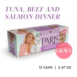 Weruva Paris Hilton Pamper Like Paris Tuna, Beef, and Salmon Dinner in Gravy 2.47oz Can, Pack of 12