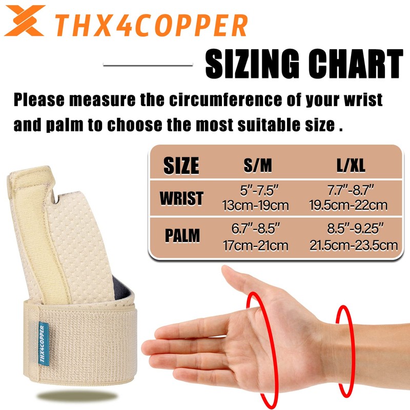 Thx4COPPER Thumb Brace & Wrist Stabilizer-Thumb Splint for Tendonitis,Sprains,Carpal Tunnel,Arthritis-Thumb