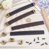MAYJOYDIY 4 Pcs Black PU Leather Handles for Drawers Brown