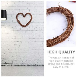 HOMSFOU 3pcs Heart Shape Natural Grapevine Wreath Ring Diy Craft Vines Base Rattan Branch Twig Wreath Wicker Wall Decor for Rustic Wedding Summer Door Garland 15cm
