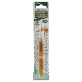 clover Soft Touch Steel Crochet Hook: 1.00mm, 1mm,Yellow