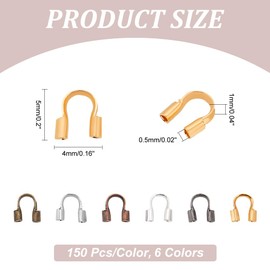 PH PandaHall - 900 unidades de 6 colores de alambre de latón protector de cable para pulsera de Bearring, collares, joyas, manualidades