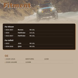 High Output Alternator for-INFINITI JX35 2013 QX60 2014-2016 for-Nissan Murano 2015-2017 Pathfinder 2014 2.5L Pathfinder 2013-2017 3.5L 12V 150A 7-Groove Pulley 23100-3JA1A