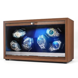 Kytree Watch Winder for Automatic Watches, 6 Watch Rotator with Super Quiet Motor & LED Backlight for Man/Woman's Christmas Gift, 4 Rotating Modes