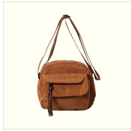 Exquisite Small Shoulder Crossbody Bag for Women Cute Corduroy Chest Bag Chic Purse for Commuter Casual Outings - Color: Brown
