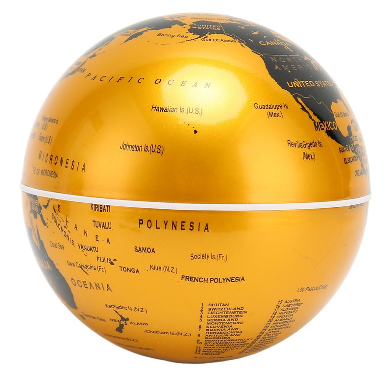 Magnetic Levitation Globe Golden Built in LED Frosted Texture C