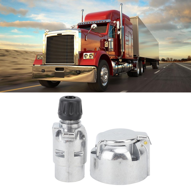 Trailer Plug Socket Kit Aluminum Alloy DC12V 7 Pin Plug