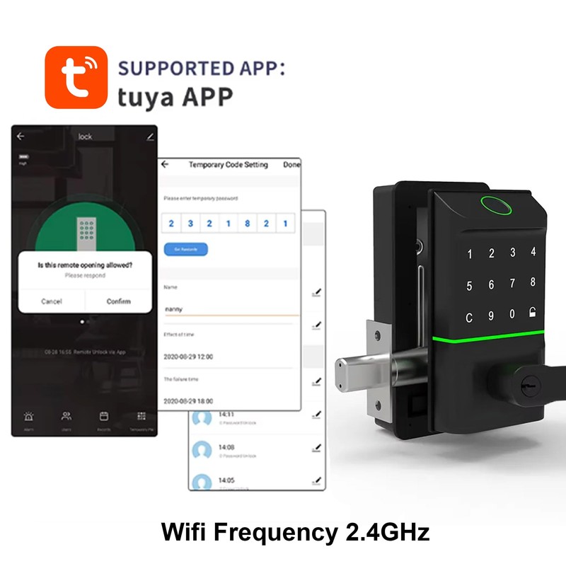 Smart Door Lock with Biometric Fingerprint, Password, IC Card Unlock,