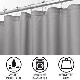 iDesign Solid Polyester Shower Curtain - 12 Reinforced Buttonholes - 72" x 72" - Set of 2 - Charcoal Gray