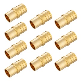 10-Pack EFIELD Crimp Barb Pex 3/4" x 1/2" Male Sweat Copper Adapter (Inside Copper Tube) Brass Fittings, ASTM F1807,(PEX1807123)