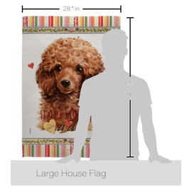 Breeze Decor Miniature Poodle Happiness House Flag Eagle Set Dog Puppy Spoiled Paw Canine Fur Pet Nature Farm Animal Creature Banner Small Garden Yard Gift Double-Sided, Made in USA