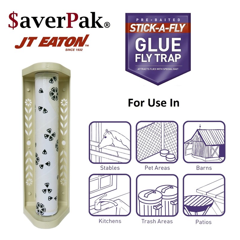 $averPak 4 Pack- 4 JT Eaton Stick-A-Fly Glue Fly Stick