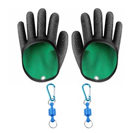 Kiuiom 1 pair of predatory fish fishing gloves, fish catching gloves, anti-cut non-slip gloves, puncture-resistant bite-resistant, waterproof fishing gloves, with 2 magnetic closures, for safe