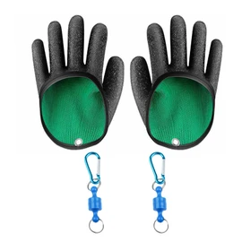 Kiuiom 1 pair of predatory fish fishing gloves, fish catching gloves, anti-cut non-slip gloves, puncture-resistant bite-resistant, waterproof fishing gloves, with 2 magnetic closures, for safe