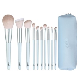 MSQ Makeup Brushes Set of 10 Loose Powder Brushes Super Soft Fur Concealer Brushes Real Eye Shadow Brushes Full Set of Brushes Eyeliner Brush Cloud Green Series Details Express Natural Makeup