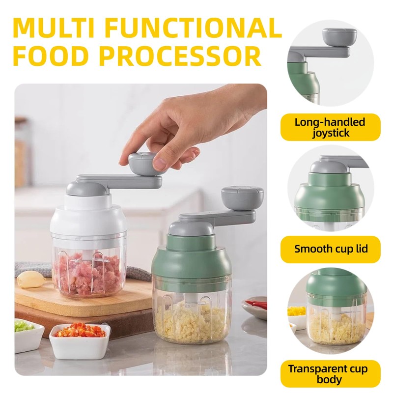 Multi-Functional Manual Food Processor Vegetable Chopper, Hand-Powered handle Onion Chopper