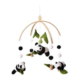Panda Mobile Baby Wind Chimes, Baby Bed Mobile Made of Wood and Wool Balls for Girls or Boys, Panda Bed Bell, Changing Table Rattle Gift, Pendant for Children's Room Decor (xiongmao, 1 Piece)
