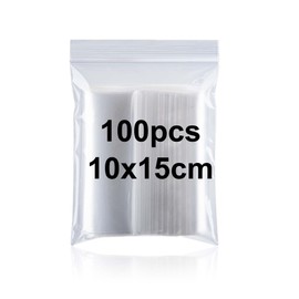 Sealable Plastic Bags Grip Seal Bags 100 Pcs 10 * 15cm Ziplock Bags Resealable Clear Plastic Bags Small Little Plastic Bags Tiny Transparent Polythene Pouches For Beads Jewellery Food Candies
