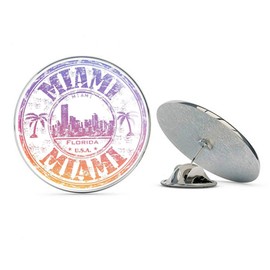 Miami Florida USA Round Metal 0.75" Lapel Pin Hat Shirt Pin Tie Tack Pinback