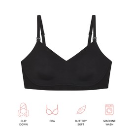 Motherhood Maternity Women's Wireless Micro Bra Pregnancy with Nursing Clips, Black