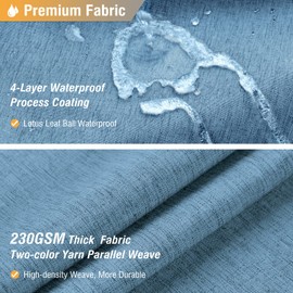 BTTN 78 Inch Long Shower Curtain - Blue Linen Textured Thick Weighted Fabric Shower Curtain Set with 12 Hooks, Tall Neutral Waterproof Polyester Shower Curtains for Bathroom - 72x78 - Moonlight Blue