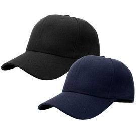 Falari Baseball Cap Adjustable Size for Running Workouts and Outdoor Activities All Seasons (2pk Black & Navy)