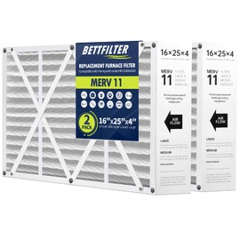 BETTFILTER 16x25x4 AC Furnace Air Filter Compatible with Honeywell FC100A1029, MERV 11 HAVC Filter Replacement, Actual Size:15.8"x24.8"x4.4", Pack of 2