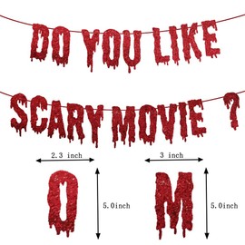GERRIT Do You Like Scary Movie Banner, Red Glitter Horror Movie Night Decoration Have A Killer Birthday Garland for Hello Summer Vacation Pool Splash birthday decorations