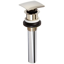 Delta 72174-PN Square Push Pop-Up Bathroom Sink Drain Without Overflow, Polished Nickel