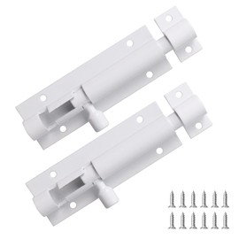 Door Lock Bolts Security Slide Latch Lock 75mm (3") Barrel Bolt Strong Stainless Steel Matte for Bathroom, Bedroom, Gates, Shed, Garden - Door Latch Slide Bolts Lock with Screws(2pcs,White)