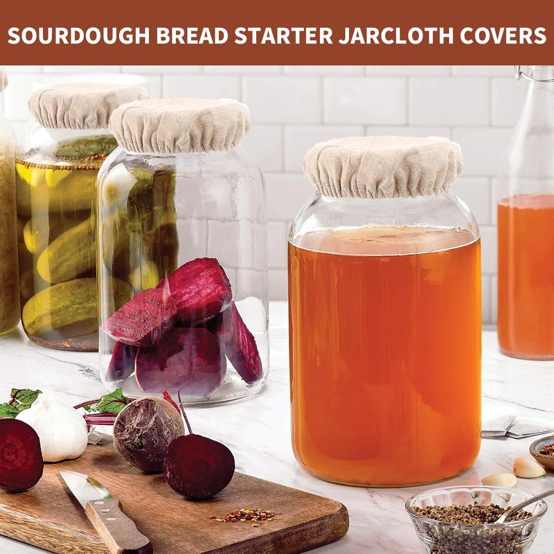 Wjelet 3PCS Sourdough Bread Starter Jar Cloth Covers, Fabric Bowl