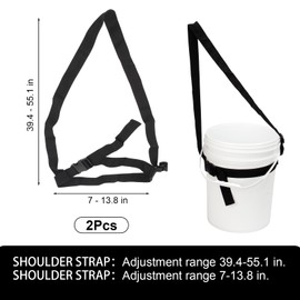 FMTYAOIU 2 PCS 5 Gallon Bucket Shoulder Carrying Strap, Bucket Accessory with Adjustable Shoulder Strap Length and Bucket Width Size for Gardening, Camping, Fishing (Single Strap)