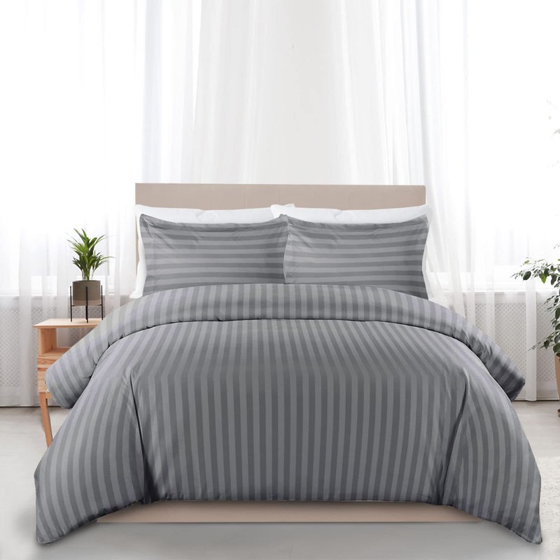 MOONLIGHT20015 Single Duvet Cover Set Reversible Stripes Satin Bedding Set