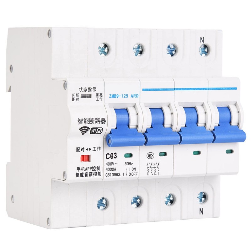 Intelligent Circuit Breaker, WiFi 4P Wireless Remote Control Switch, 25A