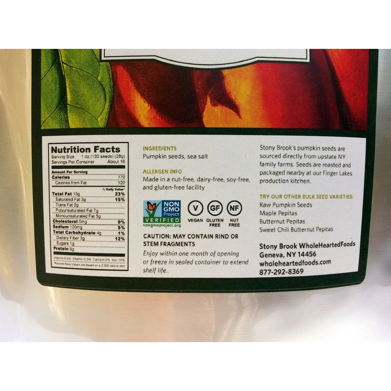 Stony Brook Pepitas (Roasted Pumpkin Seeds) - 16 oz.