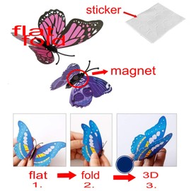 JZK 120 x Magnetic 3D Plastic Butterfly with Magnet and Stickers for Wall Decoration, Crafts and Party Decorations, 3D Butterfly Wall Stickers, Decal for Room, Office, Garden Decor