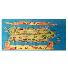 Puerto Rico Island Map 30"x60" Beach Towel (Cotton Twill)L8