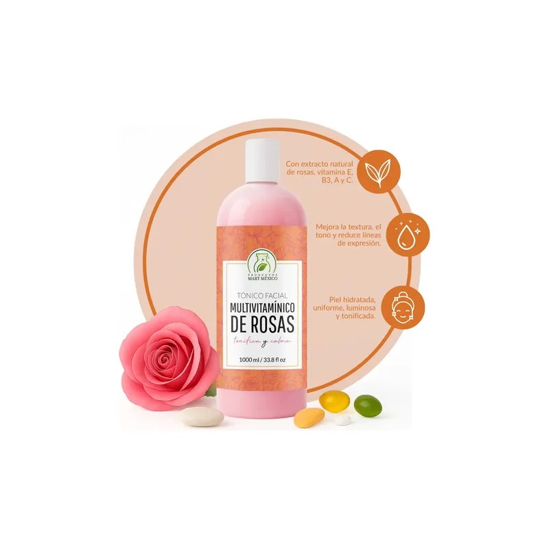 Tónico Multivitamínico de Rosas 1L Productos Mart Mexico Hidratante Rostro