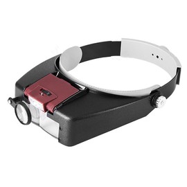 Lupa de cabeza con luz LED iluminada para casco, 1.5 x 3 x 8.5 x 10 herramientas para reparación de relojes, lectura de trabajo de precisión (rojo)