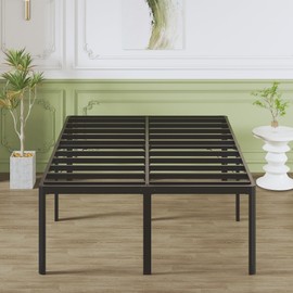 Lutown-Teen 25 Inch High King Bed Frame with Rounded Corner Legs, Sturdy Mattress Foundation, Heavy Duty Metal King Size Platform No Box Spring Needed, Noise Free, Easy Assembly, Black