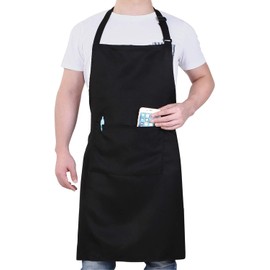 PB TECH Aprons Adjustable Bib Apron with 2 Pockets Unisex Cooking Aprons Waterdrop Resistant Chef Aprons for Men, Women With Long Ties for Home Kitchen, Restaurant, Coffee House