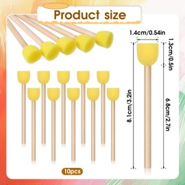 10 PCS Round Sponges Brush Set Round Sponge Paint for Acrylic Painting and Face Paint Brush Arts and DIY Crafts, Yellow