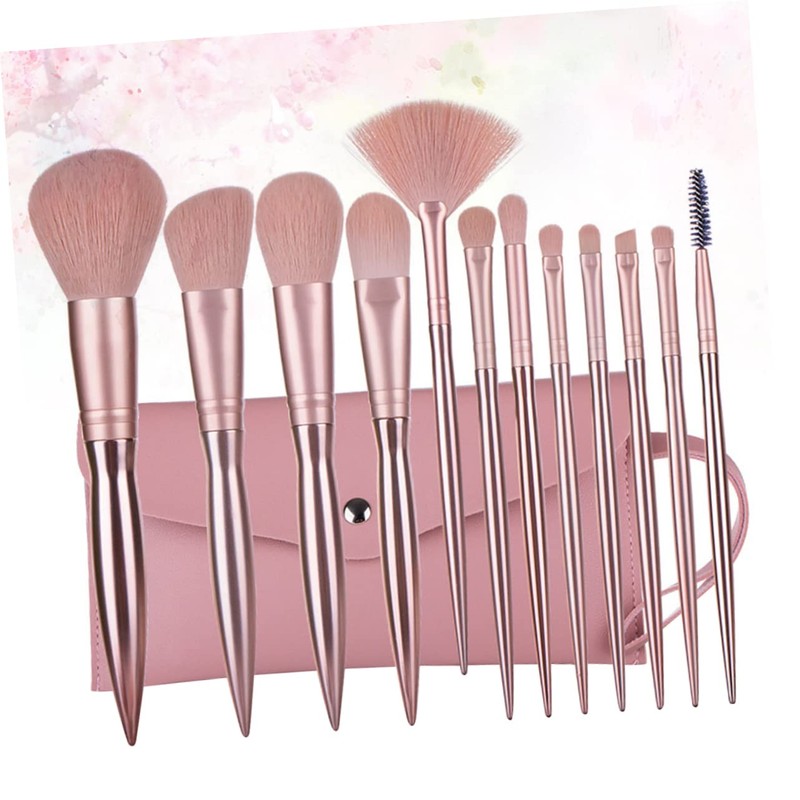NOLITOY 12pcs Rose Gold Makeup Brush Set Electroplating Kit Cosmetics